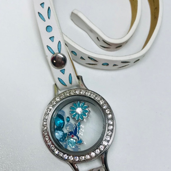 Origami Owl White Leather Wrap Bracelet 6”-7 1/4" - Picture 2 of 11